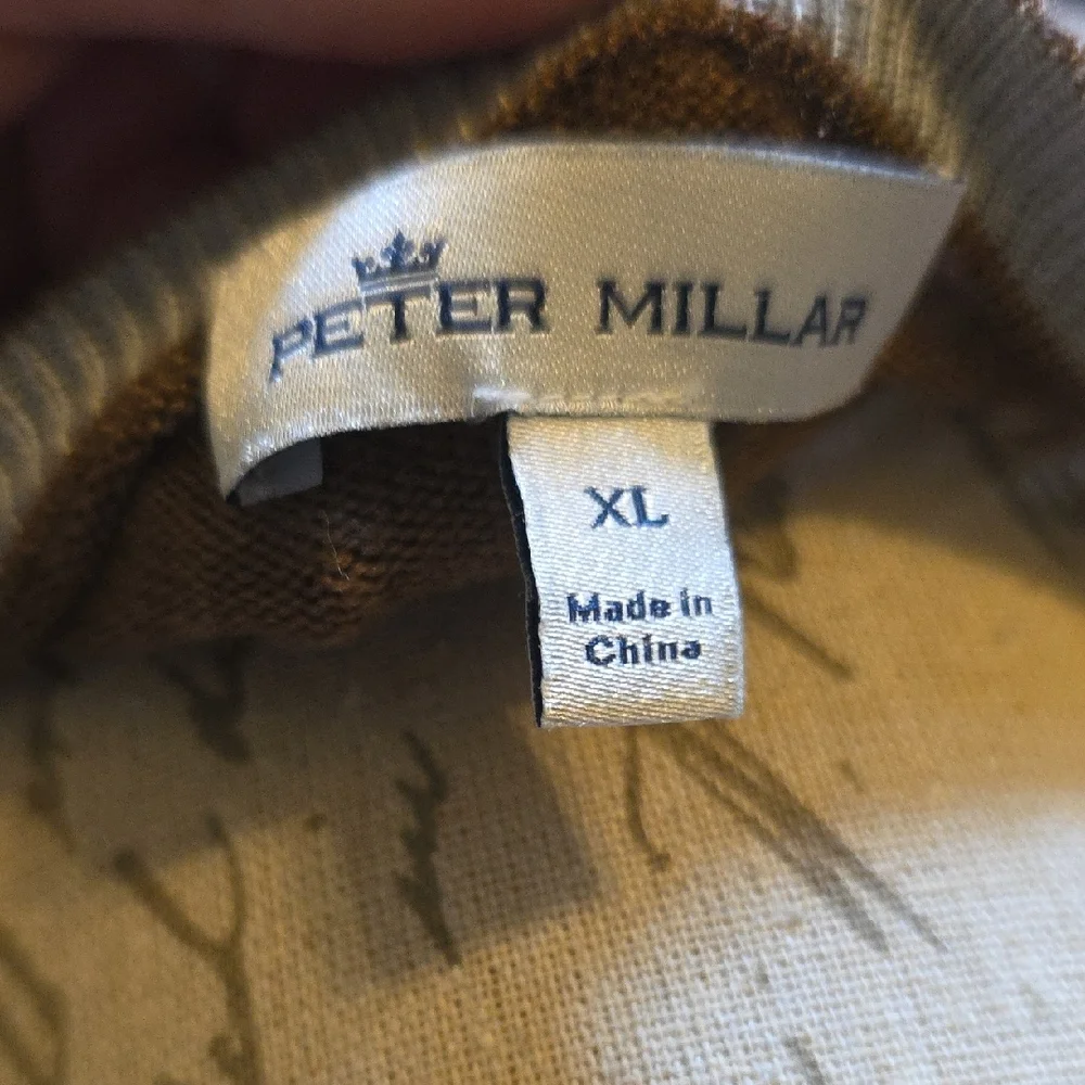 Peter Millar Merino Wool Silk Tan V-Neck Sweater